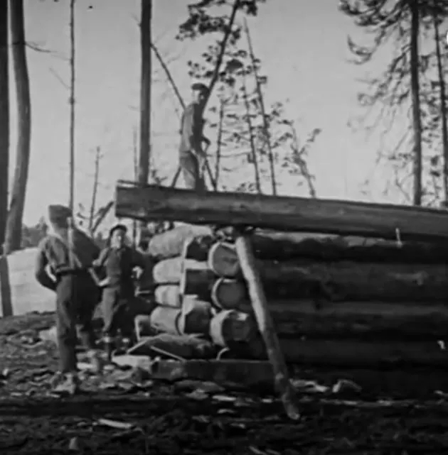 Century-old Film of Early Log Construction